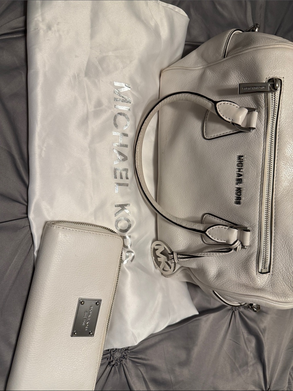 Michael Kors Cream Leather Satchel with Matching Wallet